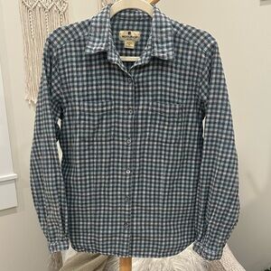 Woolrich Cotton Plaid Flannel Shirt Gray Blue Check | Women’s M